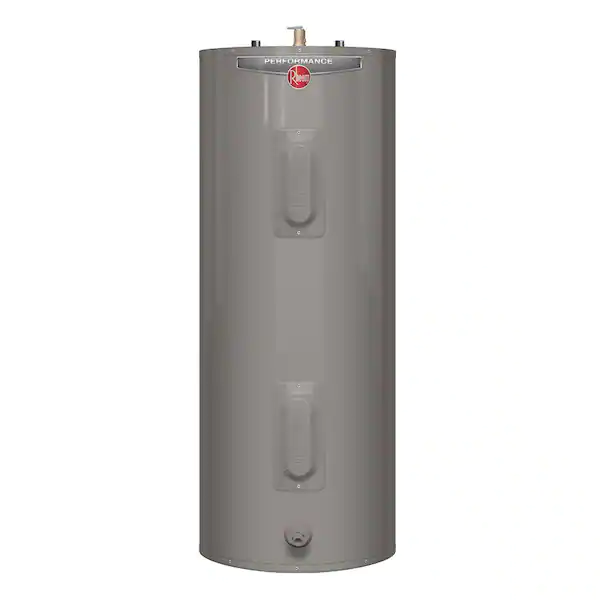 Rheeem Performance Water Heater - An electric tank water heater model with a sleek design, showcasing modern technology for efficient and reliable hot water supply.