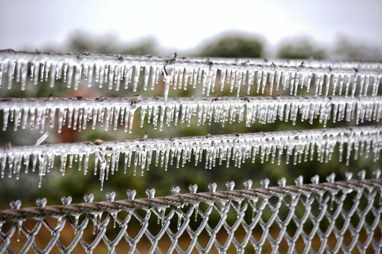 ice blocks stacked together, representing the challenging ice storm conditions in the DFW area